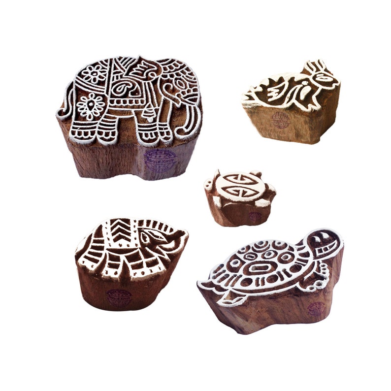 Retro Designs Wooden Printing Stamps for Block Printing on Fabric Textile Paper Htag1241-1250