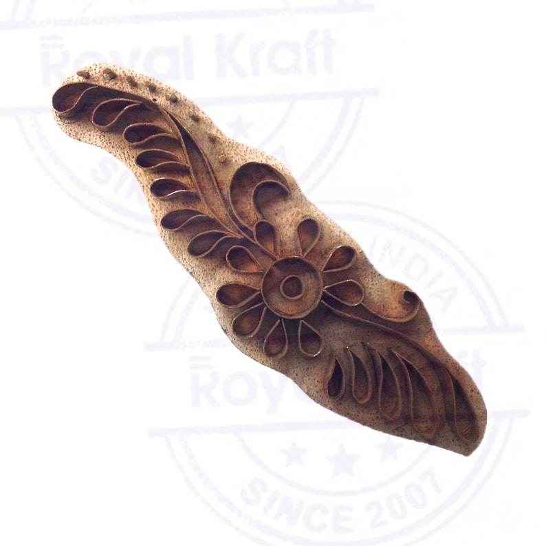 Trendy Printing Stamp Brass Lotus Shapes Wooden Clay Block