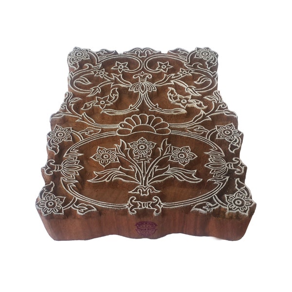 Grands tampons d'impression en bois Jaipuri pour impression de blocs de bordure textile Saree ESIH001-10