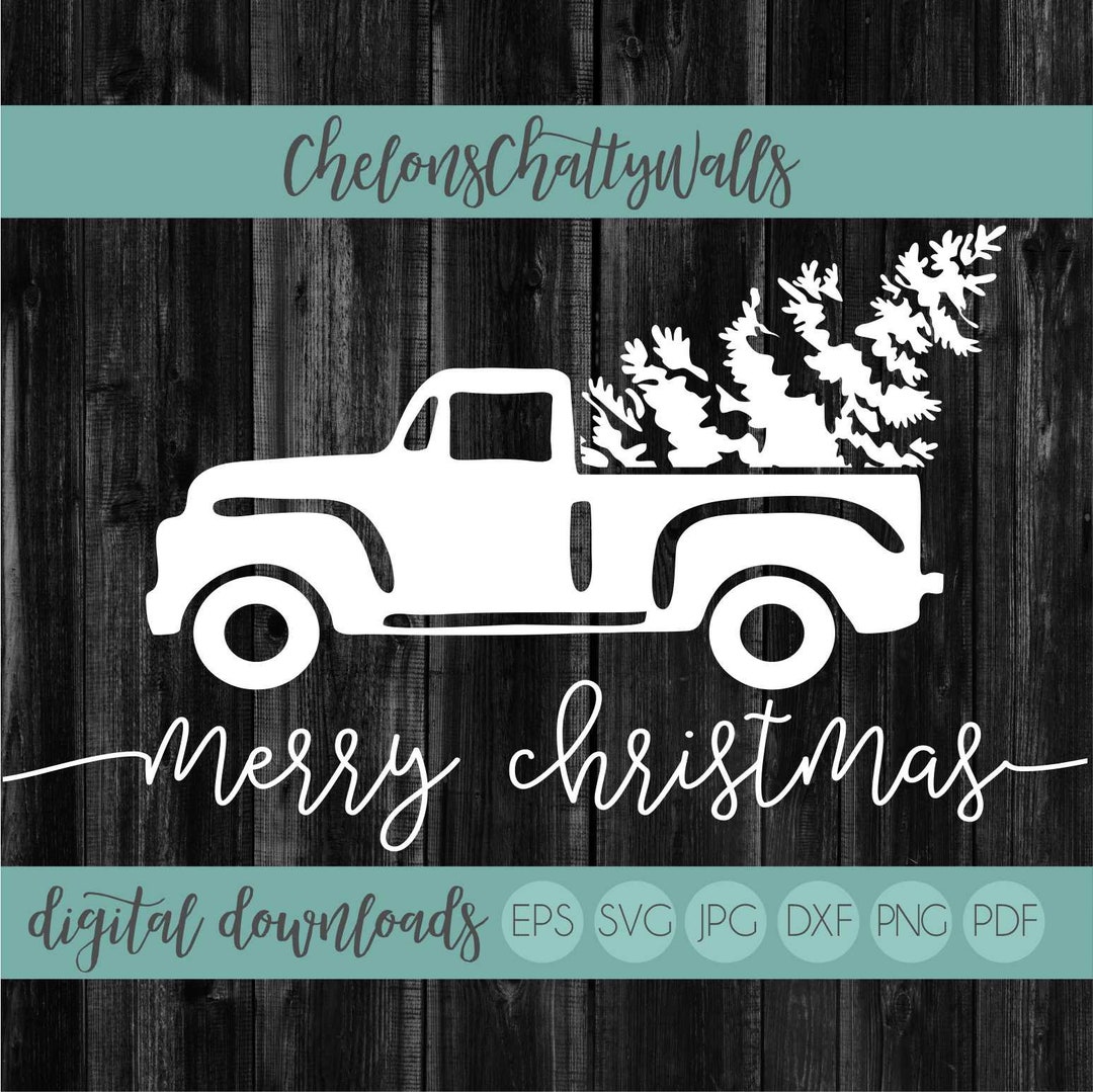 Vintage Christmas Truck SVG File, Christmas Tree Truck SVG, Old Truck