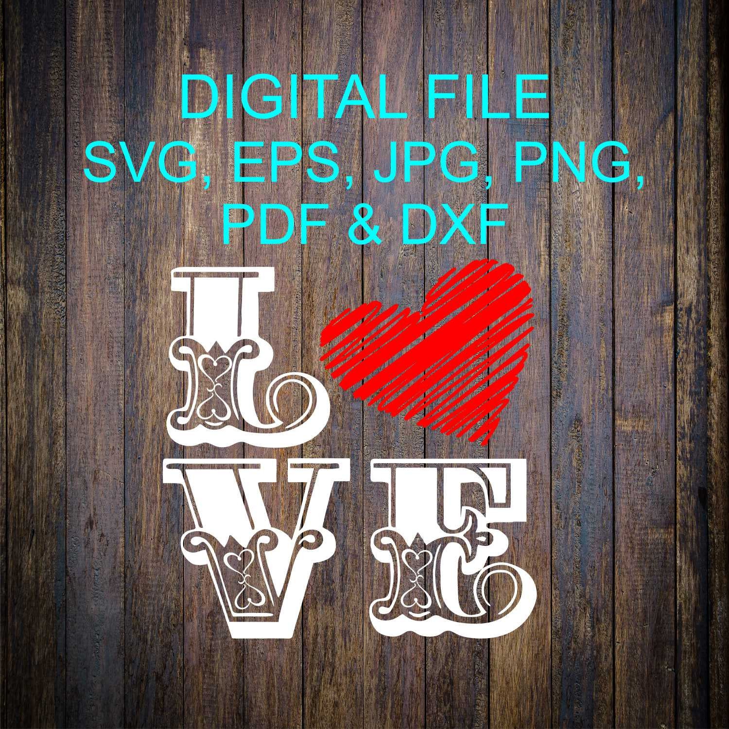 Download Love SVG Valentines SVG Love Digital Cut File Stencil File ...