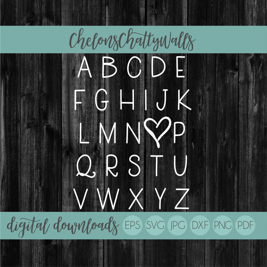 ABC Heart Valentine SVG, I Heart U Cut File, Love Cut File, Valentines ...