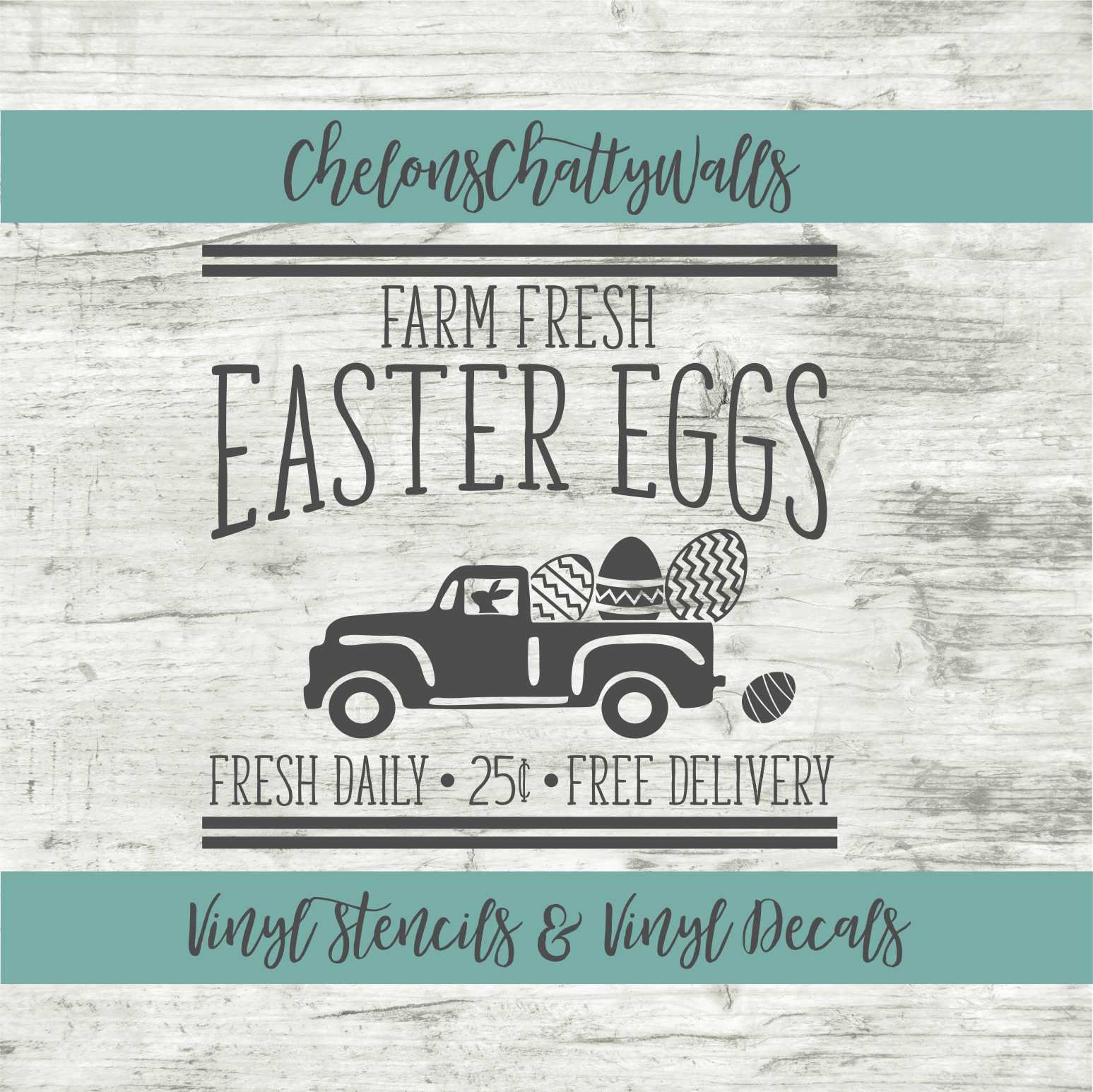 Farm Fresh Easter Eggs Vinyl Stencil Easter Eggs Vinyl Decal Etsy