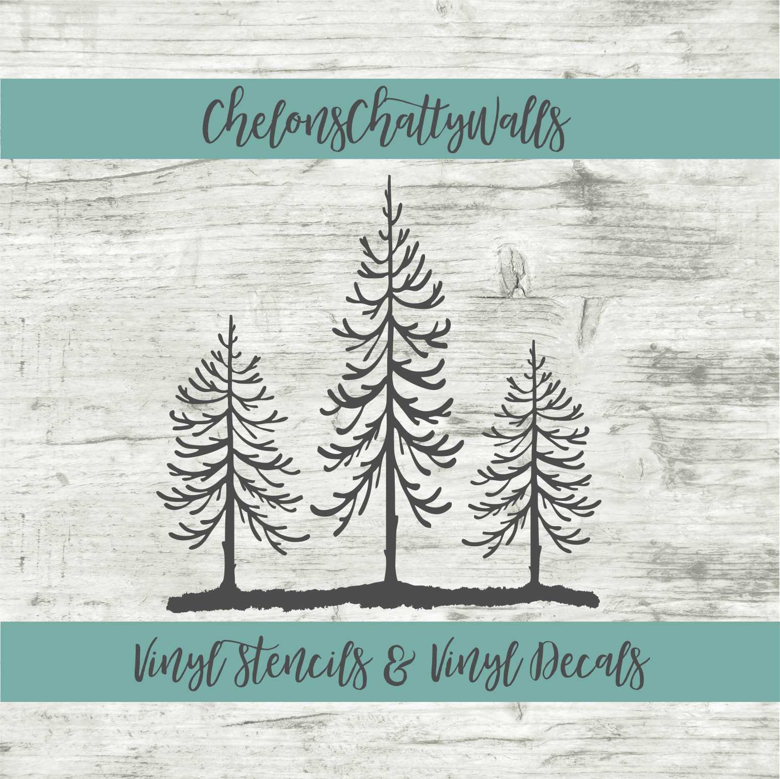 Pine Christmas Tree Stencil - Reusable Color, Draw, Paint Custom