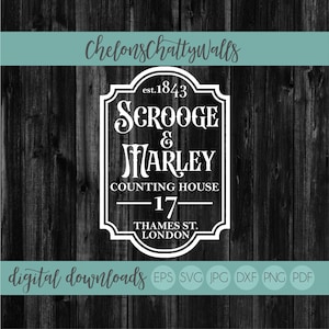 Scrooge & Marley Counting House Christmas SVG, Sign Design (Digital Download)