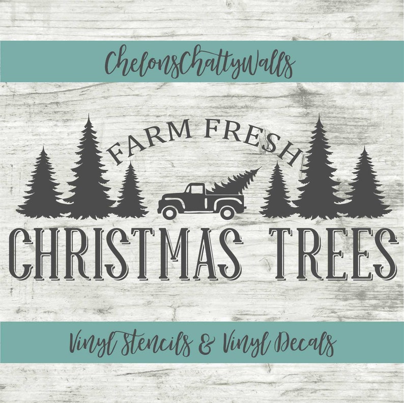 Farm Fresh Christmas Tree Truck Stencil Farmhouse Holiday Etsy