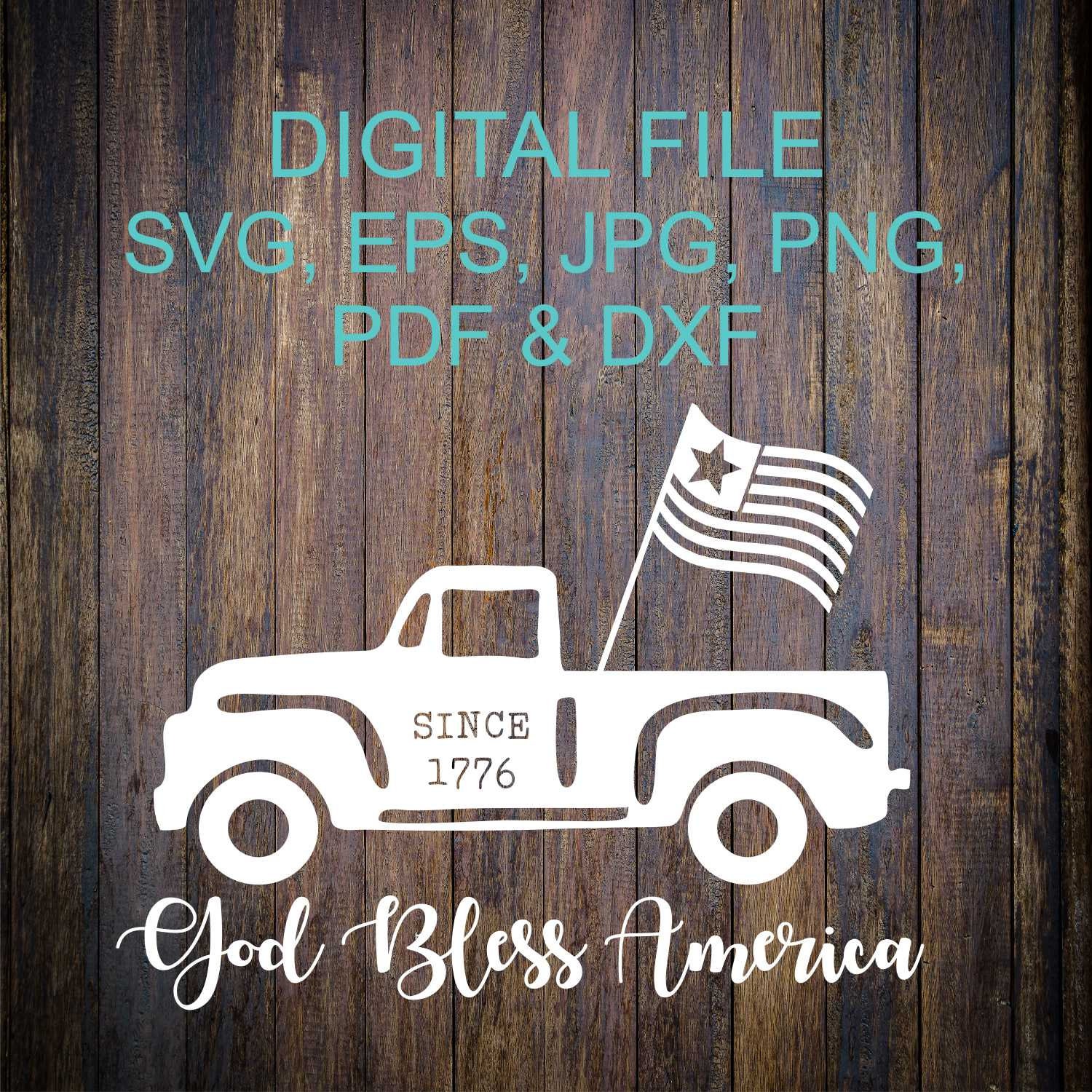Download God Bless America SVG File Patriotic Truck SVG Cricut Cut ...