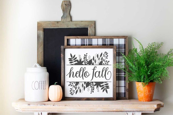 Hello Fall/ Stencil/ Vinyl Decal/ Wood Sign/ Wood Craft/ Home Decor/Farmhouse/fall