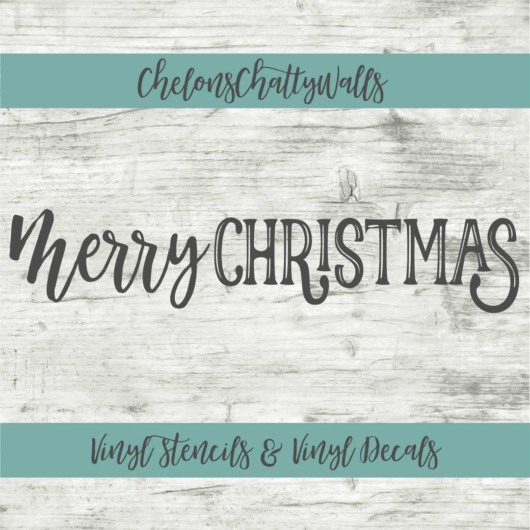 Merry Christmas Vinyl Stencil, Holiday, Christmas Vinyl Decal, Stencil ...