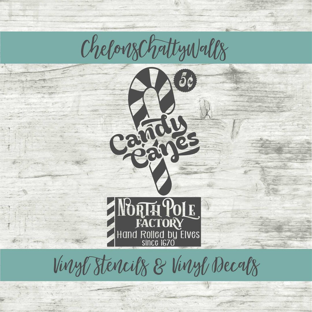 Vintage, Candy Canes, North Pole Factory, Candy Cane Vinyl Decal