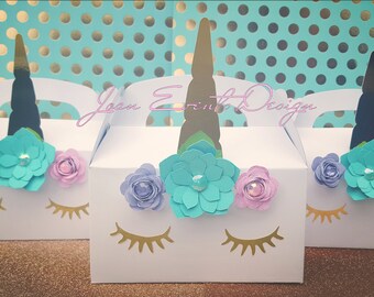 Unicorn birthday party favor boxes