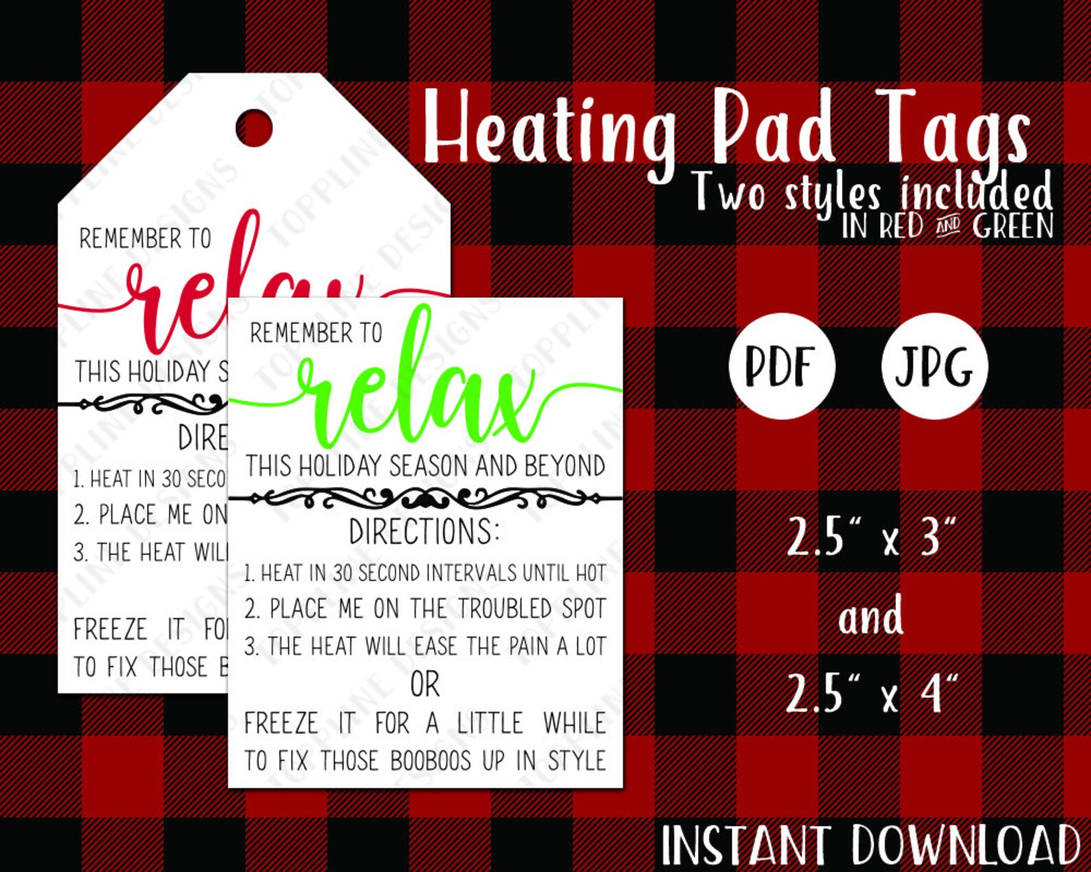 Printable Heating Pad Bag Tags JPG PDF Rice Bag Corn Etsy