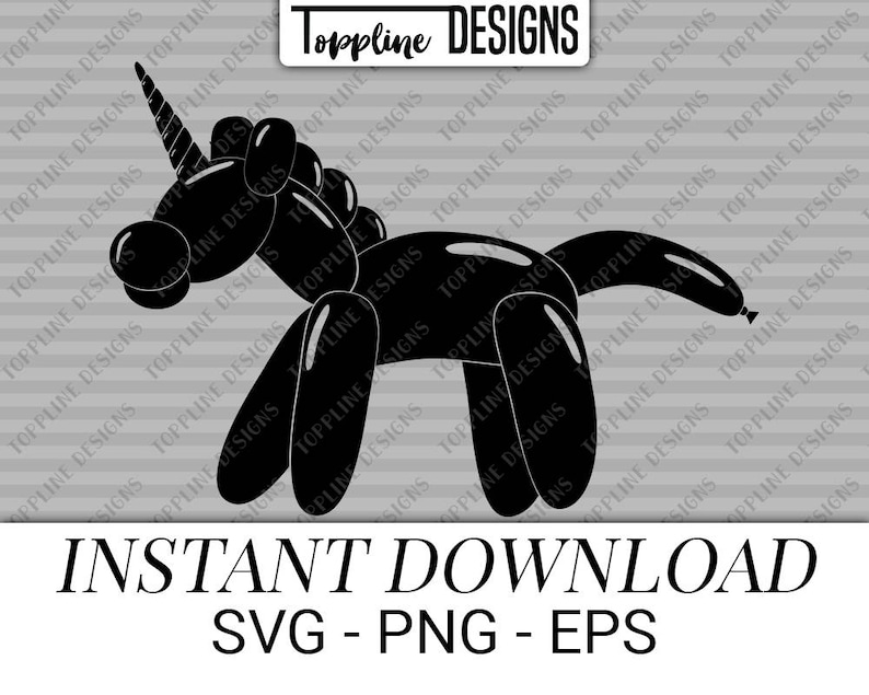 Download Unicorn Balloon Animal SVG PNG EPS clipart cut file | Etsy
