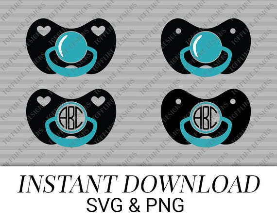 Download Monogram Pacifier Svg Png Set Of 6 Baby Paci Binky Etsy