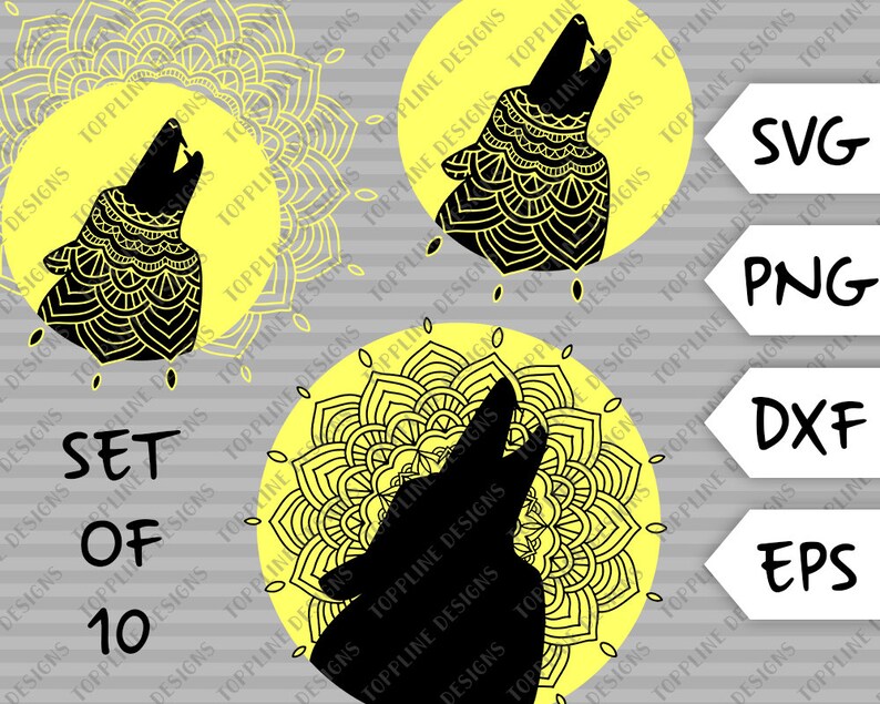 Download Mandala Wolf Set of all 10 SVG / PNG / DXF / eps Cut | Etsy