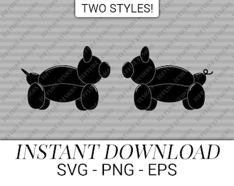 Pig Balloon Animal - SVG, PNG, EPS - Clipart, Cut file