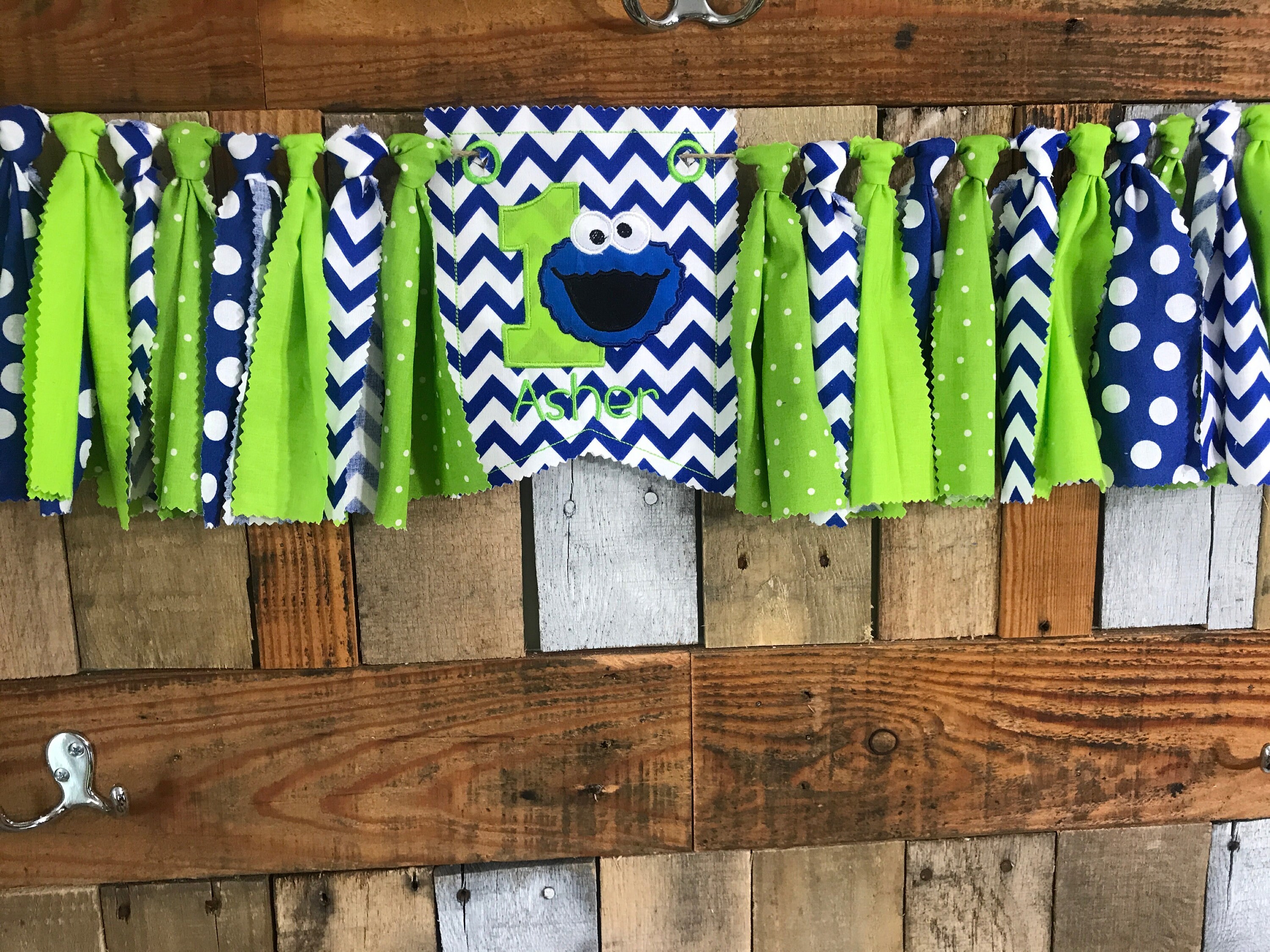 Cookie Monster Birthday High Chair Banner Cookie Monster Birthday