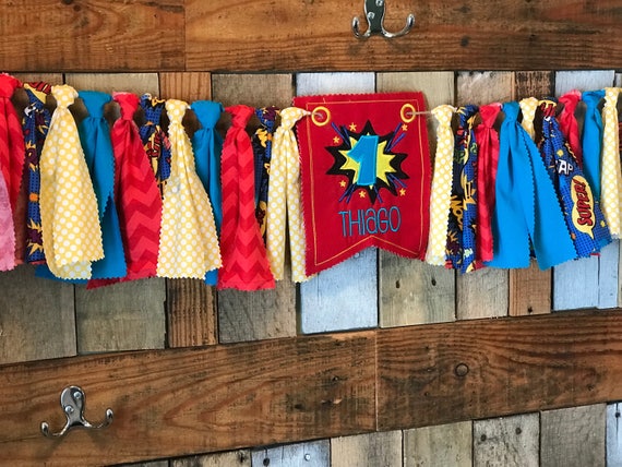 Super Hero Birthday Banner Super Hero High Chair Banner Etsy