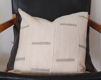 Classic Creamy with Light Grey Mud Cloth Pillow Cover