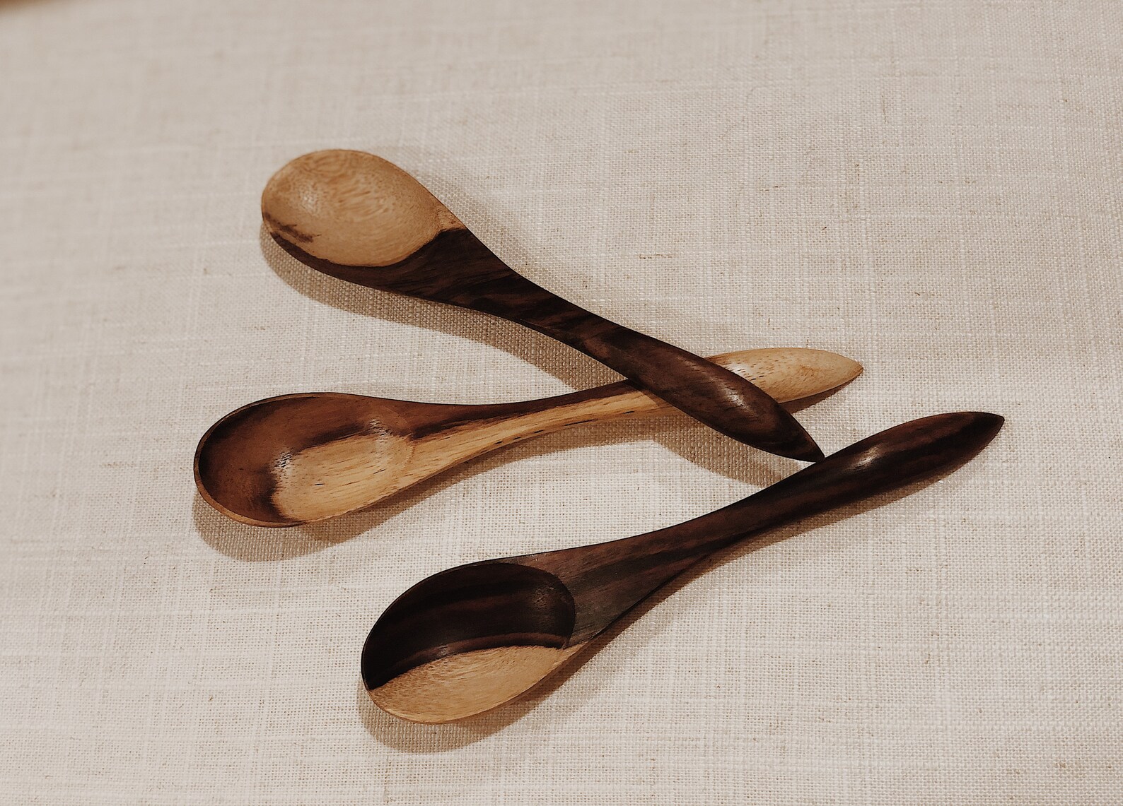 Two Small Wooden Appetizer Spoons Etsy