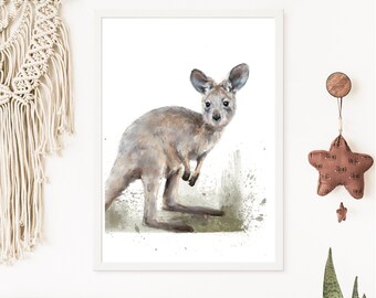 Kangaroo Joey Print: Australian Animal Nursery Art (Digital Download)