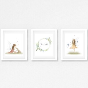 Fairy princesses and floral wreath / Customized print / Bohemian name print