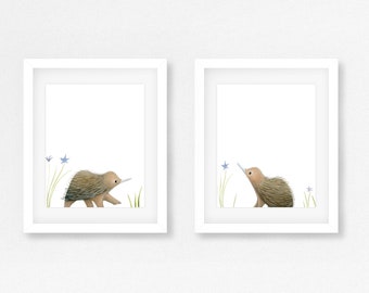 Echidna puggles nursery prints / Nursery art / Australian animals / Australiana decor