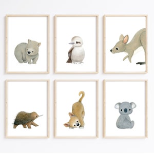 Australian Animal Prints: Nursery Wall Art Set of 6 (Digital Download)
