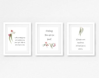 Nursery prints / Set of 3 quotes / Australian flora and fauna / Toddler bedroom decor