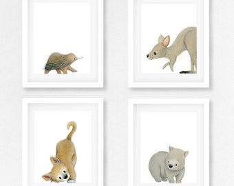 Nursery art / Nursery prints / Wall art / Australian animals / Set of 4 / Animal prints / Digital prints