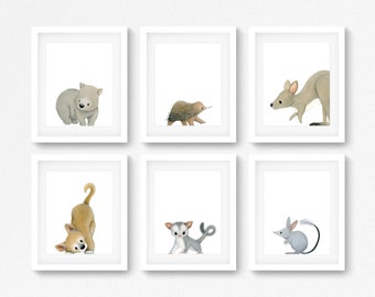 Nursery art / Nursery prints / Wall art / Australian animals / Set of 6 / Animal prints / Digital prints