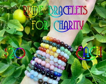 Natural Stone Gay Pride Bracelets for Charity! Benefits The Trevor Project!