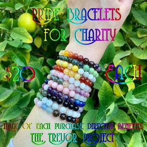 Natural Stone Gay Pride Bracelets for Charity! Benefits The Trevor Project!