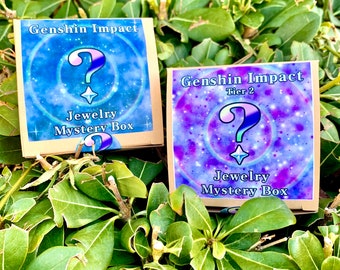 Genshin Impact Mystery Boxes! Contains Themed Bracelet, Gemstone, and Vinyl Sticker!— Zhongli Diluc Klee Childe QiQi Yanfei Gorou Eula Venti