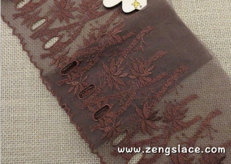 lace by the yard lace embroidery lingerie lace Brown mesh wide lace trim embroidered with floral patterns floral lace ee-11-01