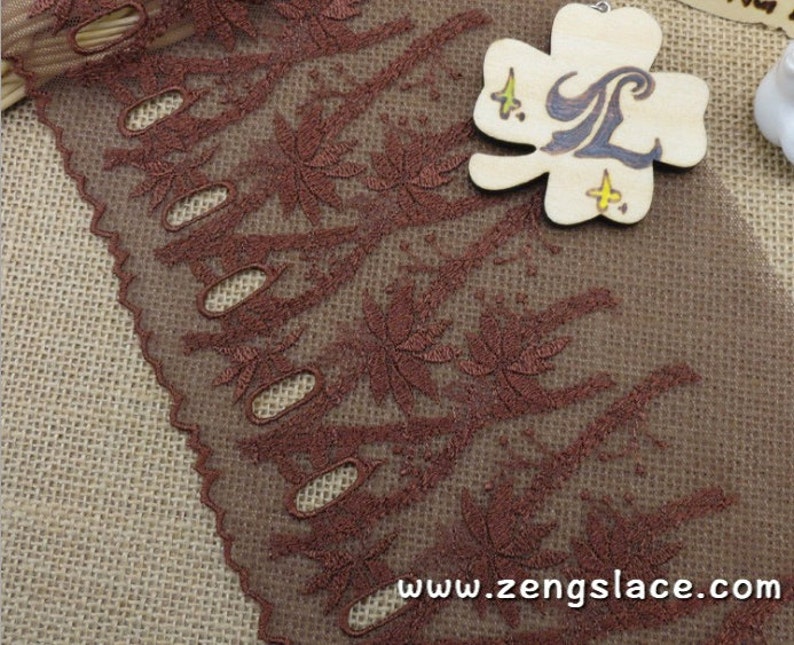 lace by the yard lace embroidery lingerie lace Brown mesh wide lace trim embroidered with floral patterns floral lace ee-11-01