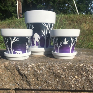 Jardinera interior/exterior pintada a mano - Suculenta o maceta con drenaje - Águila - Oso - Pie Grande - Regalo de cumpleaños - decoración del hogar