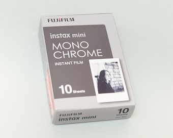 Fujifilm Instax Mini Film Monochrome Black and White Instant Film 10 sheets. For Instax Mini 11, 40, 8, 7s, 25, 50s, 70, Neo 90, Evo.