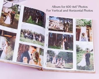 Personalized 4x6 Photo Album for 600 Photos. Album with Sleeves. Slip-in Pocket Photo Album. Album for 600 6x4 Photos. Wedding Photo Album.