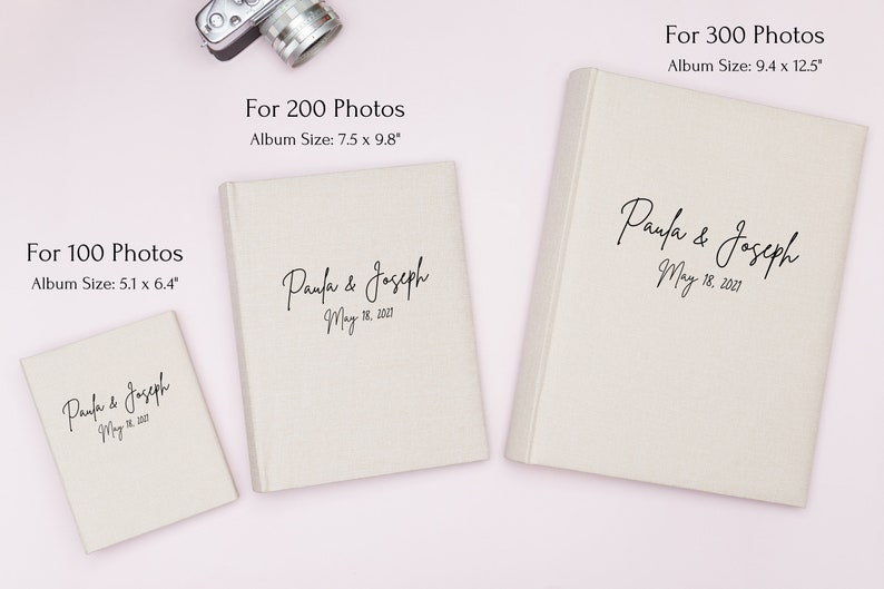 Custom Photo Album 4x6 for 100, 200 or 300 Photos. Photo Album with Sleeves. Slip-in Wedding Photo Album. Personalized Gift Beż