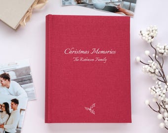 Personalisiertes Weihnachtsfotoalbum 10x16 für 200 oder 300 Fotos. Weihnachtsgeschenk. Wunderschönes Familienfotoalbum mit Einsteckhüllen. Urlaub-Andenken-Buch
