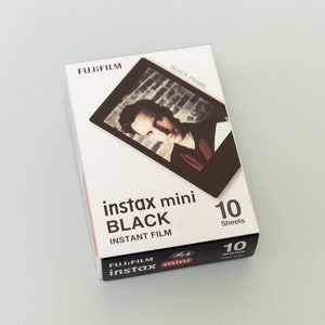 Fujifilm Instax Mini Film Black Frame. 10 sheets. For Instax Mini 11, 7s, 8, 9, 25, 50s, 70, Neo 90, 40. Instant Film with Black Border.