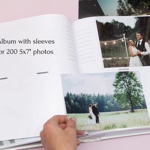 Personalized Photo Album 5x7 for 200 Photos. Pocket Album Photo Album. Wedding Slip-in Photo Album. Album with Sleeves for 5x7 photos. image 3