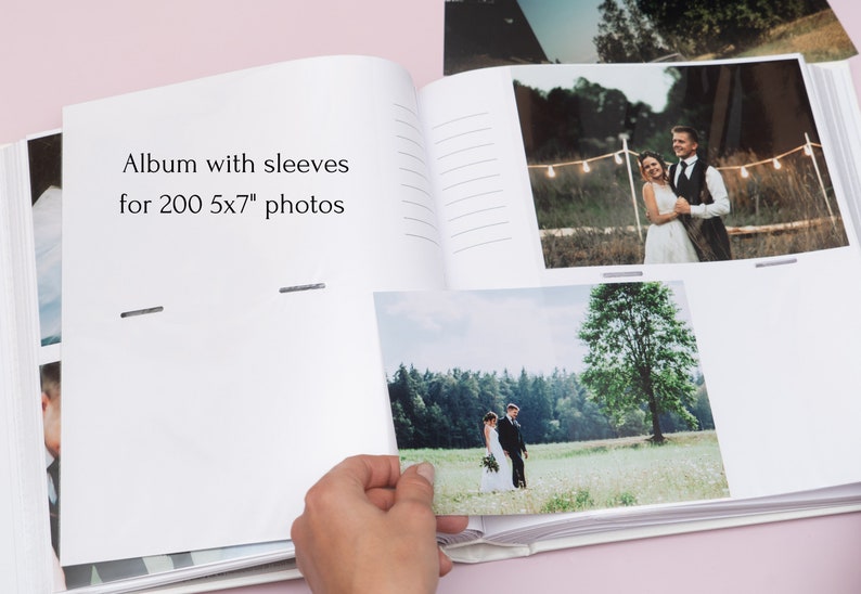 Personalized Photo Album 5x7 for 200 Photos. Pocket Album Photo Album. Wedding Slip-in Photo Album. Album with Sleeves for 5x7 photos. image 3