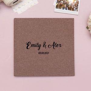Personalized Wedding Guest Book. Wedding Guest Book with 40 Pages. Linen Guest Album. Wedding Album with 180 Adhesive Corners for Photos. zdjęcie 7
