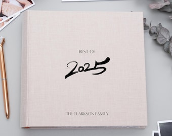 Jährliches personalisiertes Leinenfotoalbum für 200 Fotos. 4x6 Slip-in, eingravierter Text