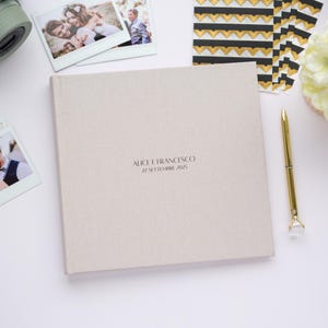 Personalized Wedding Guest Book. Simple Guestbook 40 Pages. Linen Guest Album. Polaroid Guestbook for Wedding. Custom Instax Guestbook