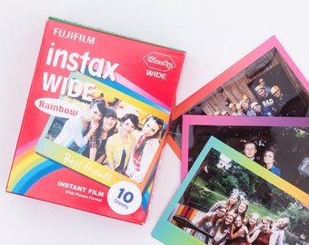 Instax Wide Film Rainbow Border. Fujifilm Instant Film 10 Sheets (For Fujifilm Instax 100, 200, 210, 300, Lomo Instant Wide).