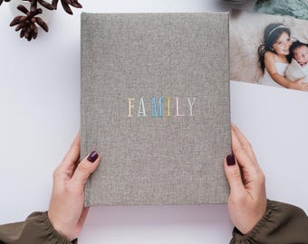 Fotoalbum 10x16 für 200 oder 300 Fotos, gestickt. Leinen Familienfotoalbum mit Hüllen für 10 x 15 cm Bilder