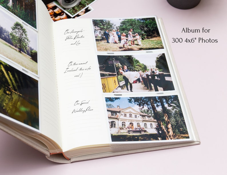 Custom Photo Album 4x6 for 100, 200 or 300 Photos. Photo Album with Sleeves. Slip-in Wedding Photo Album. Personalized Gift imagen 5